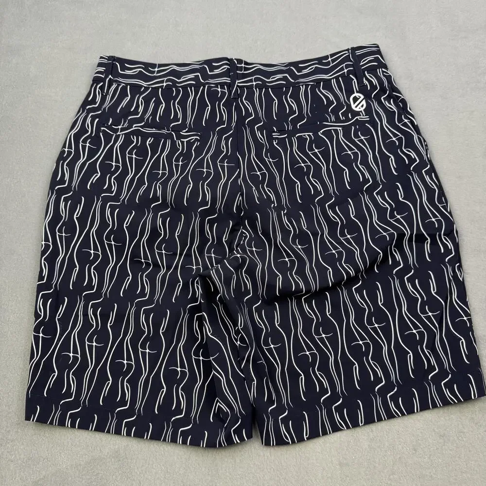 Extracurricular Chauncey Shorts Mens 30 Navy White Print Chino Golf Stretch